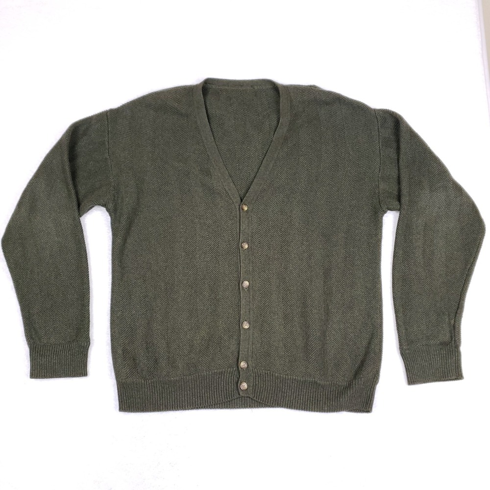 Men's Olive Cardigan Sweater